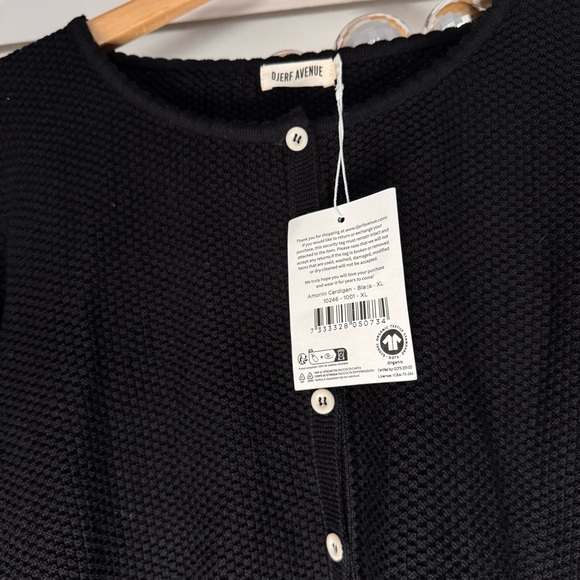 Djerf Avenue NEW Amorini Cardigan Black Cotton Knit Sweater - Picture 9 of 10